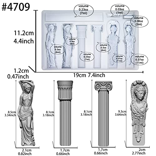Art Mould for Polyclay Air Dry Clay Plaster Decorative Column and Sculpture Statue, Column and Statue - Image 2