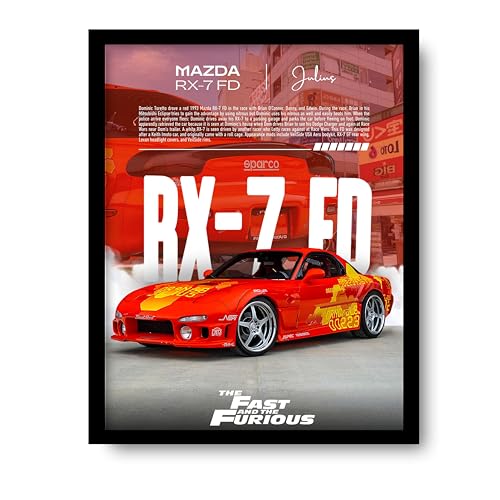Image of Posternet MAZDA RX-7 FD Wall Poster Frames | 8 X 12 inch | Fast and Furious Themed JDM Cars | Hanging Wall Artwork Frames for Living Room, Bedroom, Office and Etc