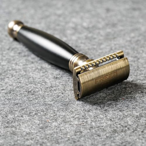 FREED-Bronze-Series-Double-Edge-Safety-RazorAluminum-alloy-material-with-10-Japanese-6cr13-Stainless-Steel-Bladeits-the-best-gift-for-men-fathers-or-birthday-Black