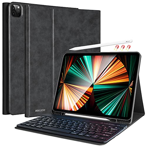 Étui clavier pour iPad Pro 12.9 2020 4ème génération, iPad Pro 12.9 avec clavier 3ème génération 2018 Smart Keyboard Case avec porte-crayon iPad Pro 12.9 Clavier Cover