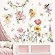 decalmile Wandtattoo Mädchen Feen Blumen Wandaufkleber Schmetterling Wildblumen Elfen Wandsticker Babyzimmer Kinderzimmer Schlafzimmer Wanddeko