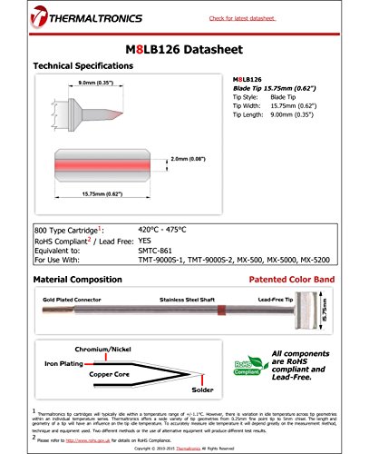 Image of Thermaltronics M8LB126 Blade Tip 15.75mm (0.62in) interchangeable for Metcal SMTC-861