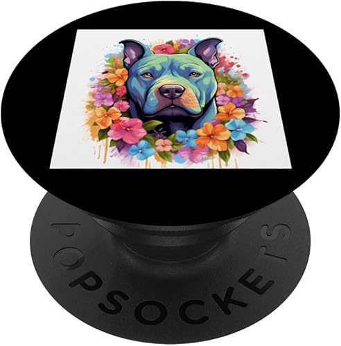 Colorido American Bully Acuarela Arte Mascota Perro Mamá PopSockets Estándar PopGrip