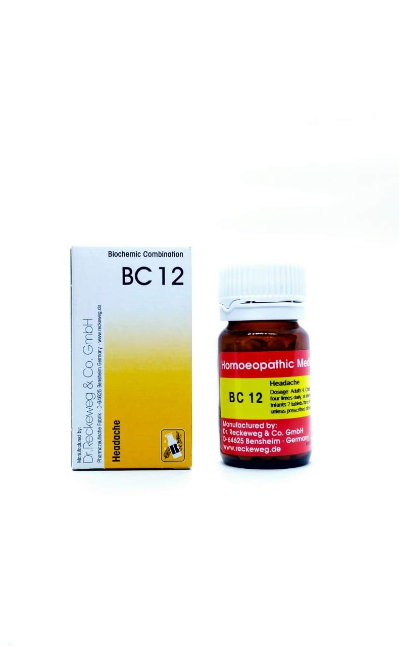 Dr.Reckeweg BC 12 Tablets-Biochemic Combination for Headache-German Homeopathic Combination of Cell Salts (20 gram)