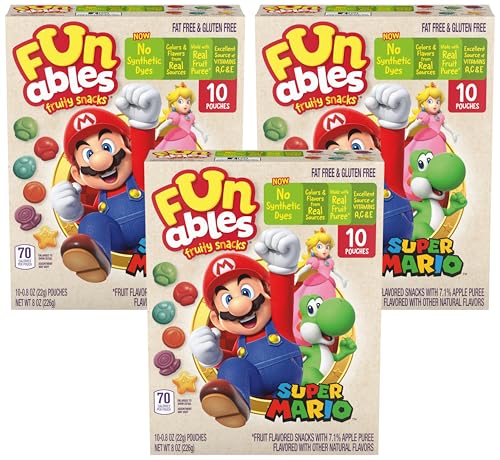 Image of Funables Fruity Snacks, Super Mario, Assorted Fruit, Flavored Snacks, 0.8 oz 10 ct (Pack of 3)