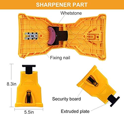 K KERNOWO Chainsaw Sharpener, Chainsaw Teeth Sharpener Fast Sharping Stone Grinder Tools Chain Saw Blade Sharpener Work for 14/16/18/20 Inch Two Holes Chain Saw Bar. (Yellow)