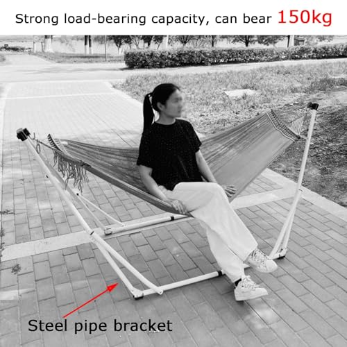 Soporte para hamaca, soporte portátil para cama de camping, soporta 150 kg, con silla colgante, ideal para viajes al aire libre y uso en el patio