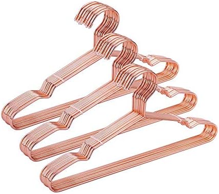 12.5" Children Rose Gold Metal Clothes Shirts Hanger with Notches, Children Hanger, Cute Small Strong Coats Hanger for Kids, 30Pack