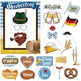 BETESSIN Oktoberfest Fotobox Accessoires - inkl. XXL Fotorahmen und 23 Oktoberfest Foto Requisiten - Bayrische Deko Fotobox Requisiten