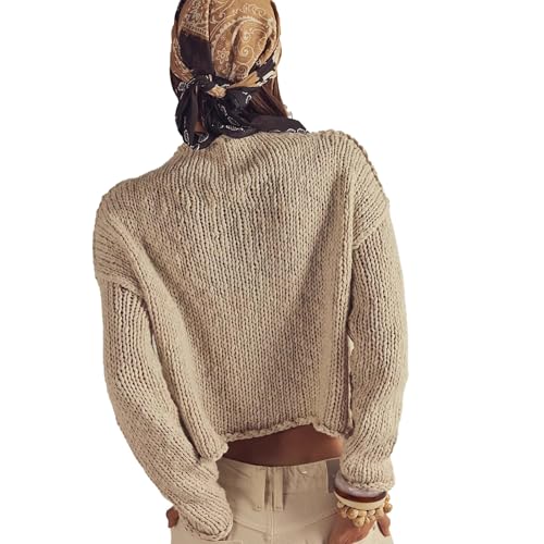 Women's Oversized Sweaters Loose Solid Casual Long Sleeve Crew Neck Knitted Tops2