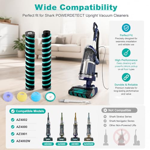 Image of AZ4002 Soft Brush Roller Replacement for Shark Detect Pro /Shark Power Detect Upright Vacuum AZ4000 AZ4002 AZ4000C, 2 Roller Brush,4 Odor Neutralizer Cartridge and 1Clening Brush