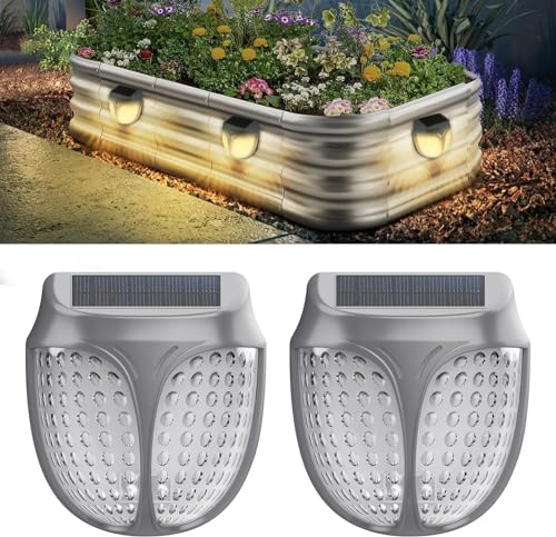 YINDUZ Raised Garden Bed Solar Lights Magnetic, IPX4 Waterproof Solar Lights Outdoor, Solar Powered Garden Light for Planter Raised Beds, 2 Pack