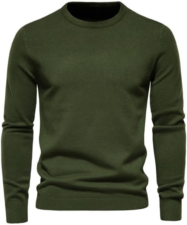 Men's Round Neck Knit Sweaters Solid Color Pullover Sweater