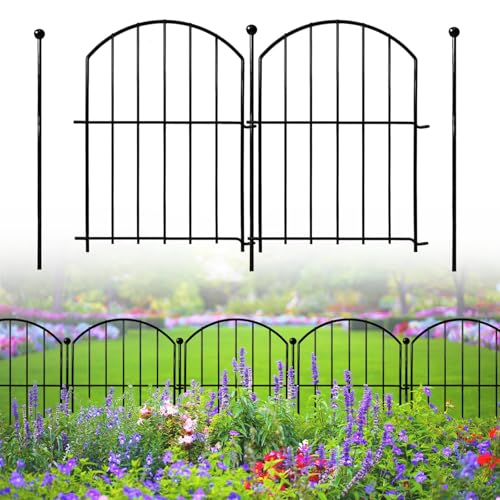 Decorative Garden Fence 17in(H)x13in(W), 26 Pack Rustproof Metal No Dig Fence Animal Barrier for Dog,...