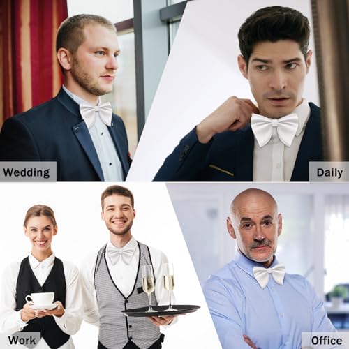 Image of Mens Bow Tie Pre Tied Oversized Bow Ties for Men Satin Bowties for Tuxedo Wedding Party Banquet