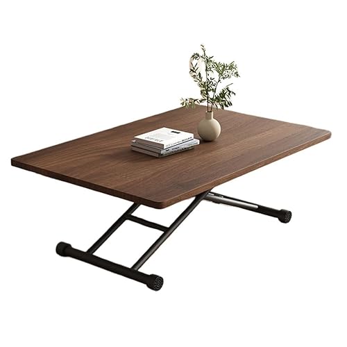 Height Adjustable Metal Frame Square Coffee Table Living Room Side Table - Suitable for Living Room, Bedroom, and Study(Brown,39.4 * 23.6 * 3.9-28in) - 39.4*23.6*3.9-28in - Brown