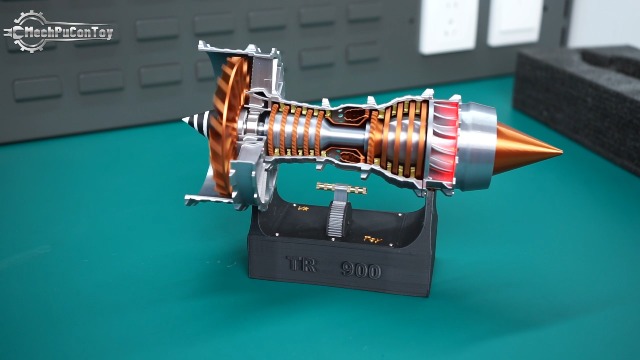 Modelo Funcional De Motor Turbofan TRENT 900 – Kit De Montaje Con Luz LED Azul, Más De 50 Piezas, STEM Para Adolescentes Y Coleccionistas (Versión Recargable)