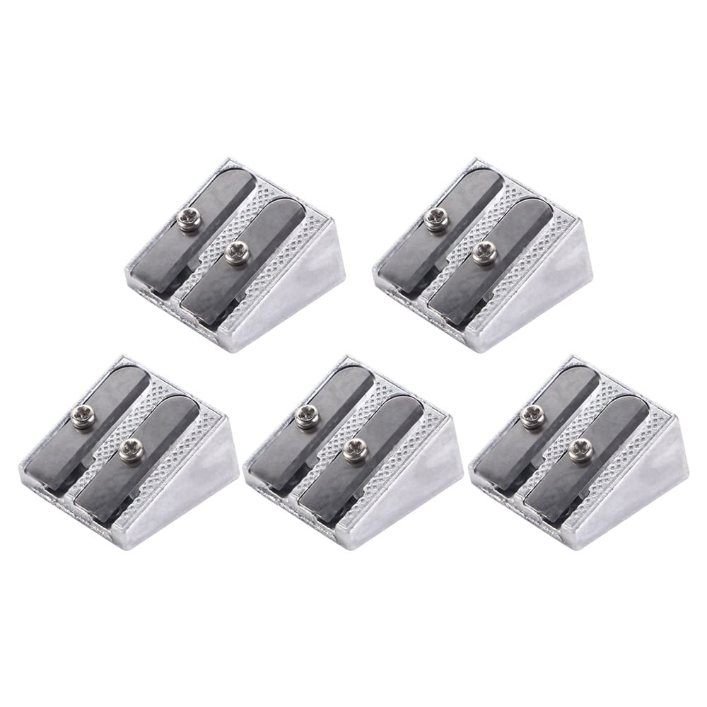 1/5Pcs Pencil Sharpener,Handheld Metal Pencil Sharpener with Double Holes,Mini Kids Pencil Sharpening,Sharpen Pencils for Schools Offices Art(5PCS)