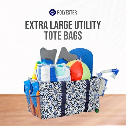 Image of Extra Large Utility Tote Bag - Oversized Collapsible Pool Beach Canvas Basket
