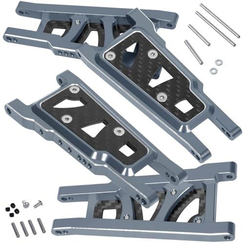 BRCatWPark RC Suspension Arms A-Arms Upgrades Part for 1/10 Slash 4X4 VXL/Rustler 4X4 VXL/Stampede 4WD VXL,4PCS Aluminum Alloy Suspension A Arms Hops up,Titanium