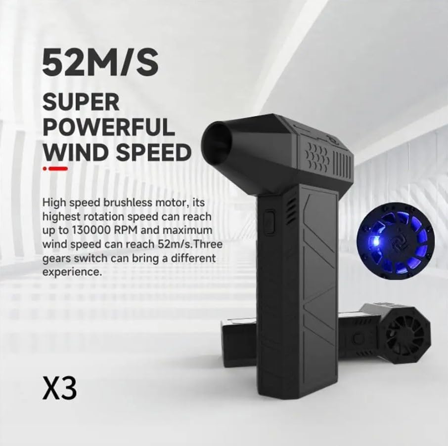 Image of Portable Turbo Mini Jet Blower Fan - 130,000 RPM High-Speed Brushless Motor, Powerful 100 MPH Airflow, Handheld Electric Air Blower & Dust Cleaner for Car, PC, Home, Office & Workshop Dust Cleaning