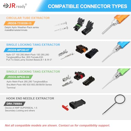 Image of JRready DDS Metal Storage Handle Pin Removal Tool Kit for Weather Pack Metri-Pack Connectors Automotive Depinning Tool with DRK-785084 AMP 1.5mm Superseal Removal Tool ACTCRH7A08