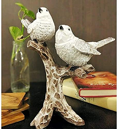 Sponsored Ad - zart 2 Birds Sitting On Tree Branch Figurine Home Decoration Showpiece Chidiya Statue for Home Decor Item Sparrow Pair Showpiece (White)