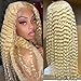 Missyvan 613 Synthetic Lace Front Wig - Long Curly Deep Wave, Light Blonde, Glueless, Pre Plucked, Natural Hair Line, 32 Inches
