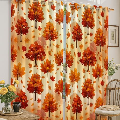 Rideaux occultants lavables motif feuilles d'automne pour obscurité totale - 2