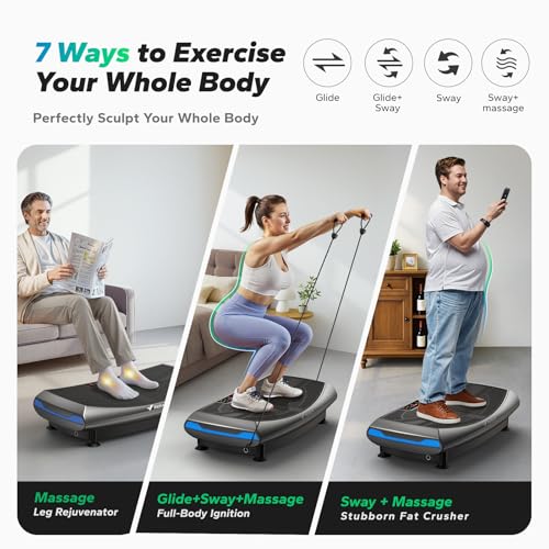 Image of MERACH Vibration Plate Exercise Machine, 7-in-1 4D Vibration Plate with Glide, Swing & Massage, Vibrating Plates with Whole Body Workout Sculpting Platform for Home Fitness for Women Men