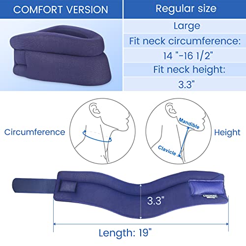 Velpeau Neck Brace -Foam Cervical Collar - Soft Neck Support Relieves Pain & Pressure In Spine - Wraps Aligns Stabilizes Vertebrae - Can Be Used During Sleep (Comfort, Blue, Large, 3.3″) #TOP1