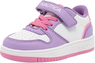 Nautica Kids Girls Sneakers with Adjustable Strap and Bungee Straps | Comfortable Casual Shoes (Toddler/Little Kid)