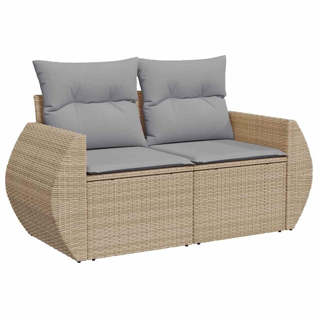 Zestaw Sof Ogrodowych Rattan 12 Elementów Beżowy Jasnoszary Modułowe Meble Tarasowe Narożnik z Poduszkami 298 cm Stół Ogrodowy
