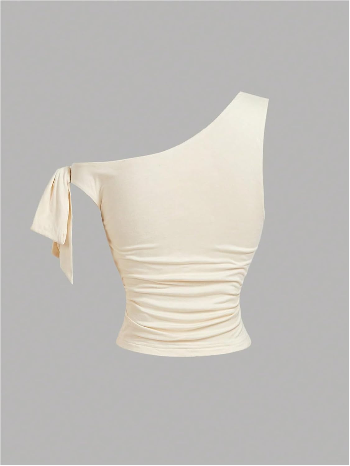 MakeMeChic Women's Off The Shoulder Crop Tops Metal Floral Ruched Knot Sleeveless Tank - Image 2