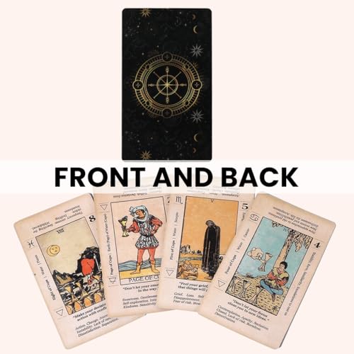 Image of Zibuyu Antique Tarot Oracle Set Divination Game-Patterned, Mini 78 Card Deck, Unique Handmade Design Durable Cardstock, Portable, No Guidebook, Ideal Spiritual Gift for Tarot Enthusiasts