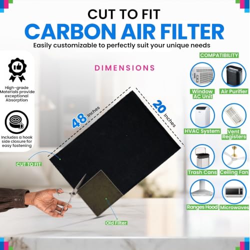 Image of Bagean Cut to Fit Activated Carbon Filter Sheet 20 inch x 48 inch Carbon Air Filter
