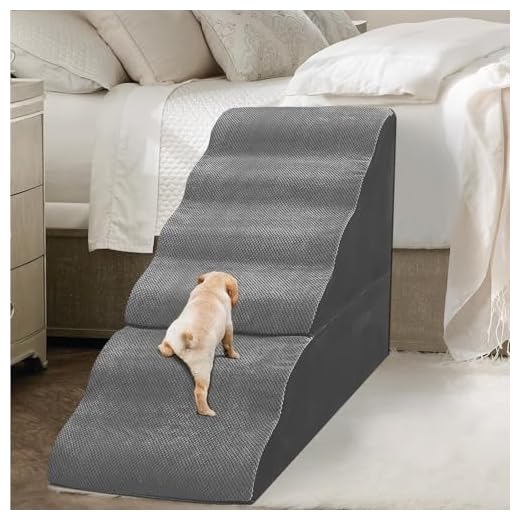 MALOROY Dog Stairs for High Beds 30-36 inches Tall, 6-Step Dog Steps for Small Large Dogs, 30D Foam Pet Stairs Steps for Small Large Dogs, Dog Ramp for Old Dogs/Cats, Grey