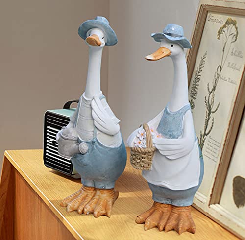 Sculpture animale résine artisanale au design de canard soigné - 5