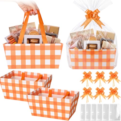 Funnymoom 6 Pack Fall Basket for Gifts Empty with Cellophane Bags