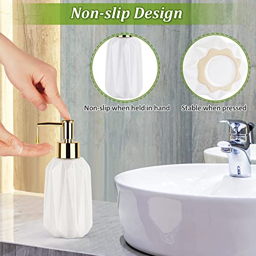 Image of 14OZ Hand Soap Dispenser for Bathroom and Kitchen, Ceramic (New White) | Refillable Hand Soap Dish Soap Dispenser, Great for Kitchen Sink, Liquid, Essential Oil & Lotion, Pump Dispenser Bottle