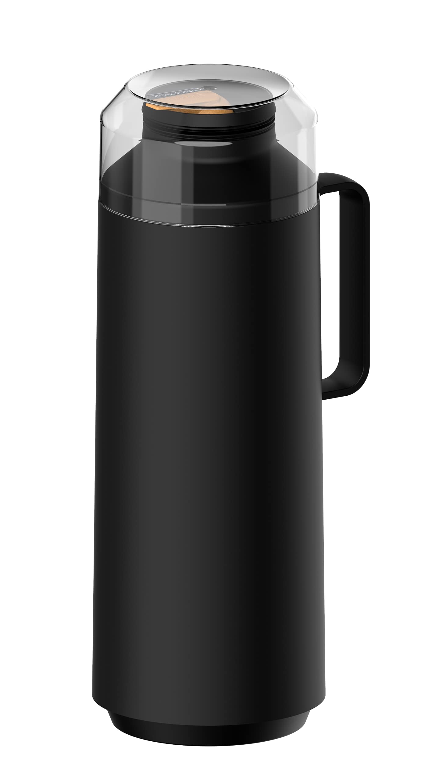 Tramontina Exata Black Plastic Thermal Beverage Dispenser with 1 Liter Glass Liner and Plastic Lid