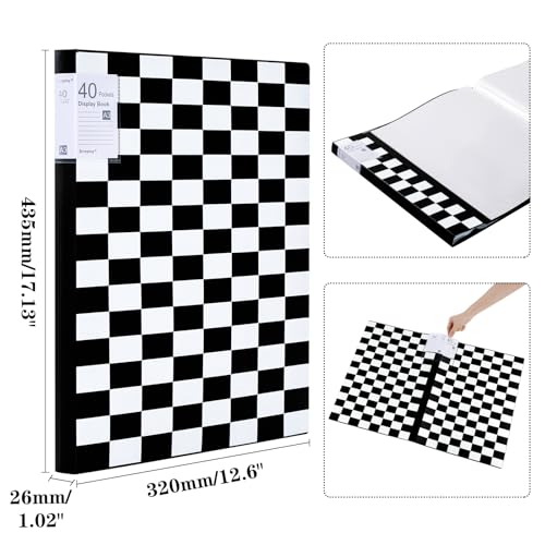 Srvnpioy 40 Taschen A3 Päsentationsdisplay Buch (5 Farben) A3 Sichtbuch Kunststoff Portfoliobuch Präsentationsbuch mit 40 Klarsichthüllen für Portfolios, Gemälde, Kunstwerke, Zeichnungen