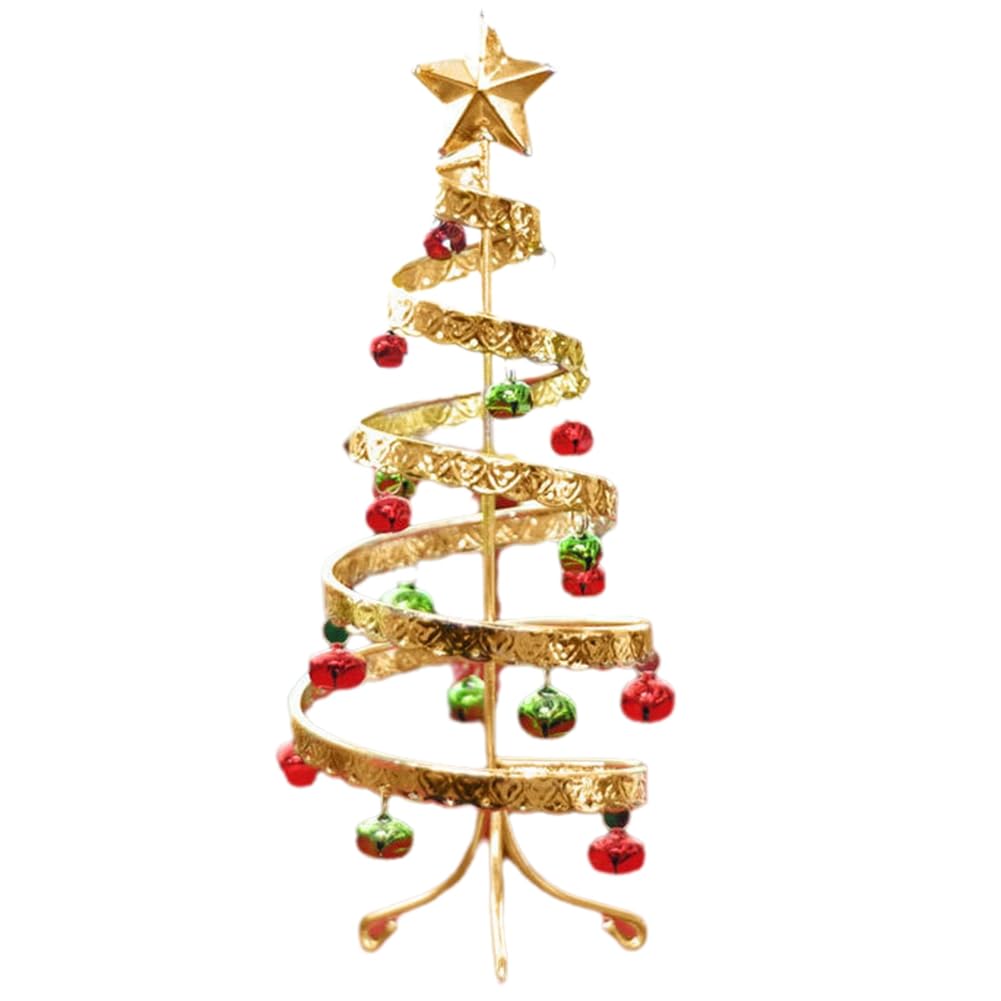 Osmond Iron craft bell mini Christmas tree desktop simulation Christmas tree display Christmas decorations As Shown