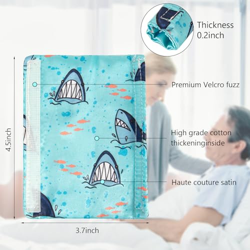 Image of 4 Pack Satin Mask Strap Covers, Face Cushion Cover for Strap Headgear, Universal and Reusable Comfort Pads, C Papa Accessories & Supplies Mask Cover Headgear Pads for Reducing Red Marks (Shark)