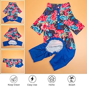   LovinPet-Pets-Clothes-Bottoming-Dog-Shirt-for-Dog-Coats-Anti-Licking-Pet-Anxiety-Calming-Onesies-for-Dogs-Elastic-Red-Colorful-Flowers-Prints-Pullover-Large-Breed-Dog-Clothes