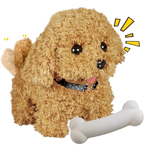YOUYIKE Hund Spielzeug Kinder, Plüschtier Spielzeug Hund der Läuft und Bellt, Ostergeschenke Interaktives Plüschtier mit Gehen, Bellen, Schwanzwedeln fur Kinder Spielzeug
