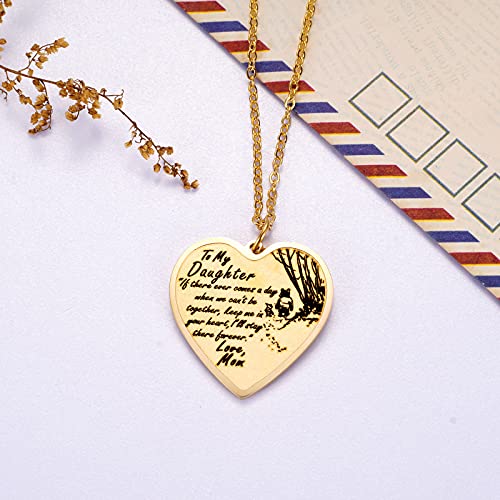 To My Daughter Necklace Keychain from Mom Dad, Gifts for Daughters, Inspirational Heart Pendant Jewelry for Girls 5