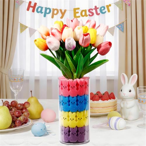 Image of ALFEVA Easter Decorations-Vase in Vase and 44 Peeps Bunnies Filler, Easter vaseset Ready to Display,Spring Decorations for Home Table (No Flowers