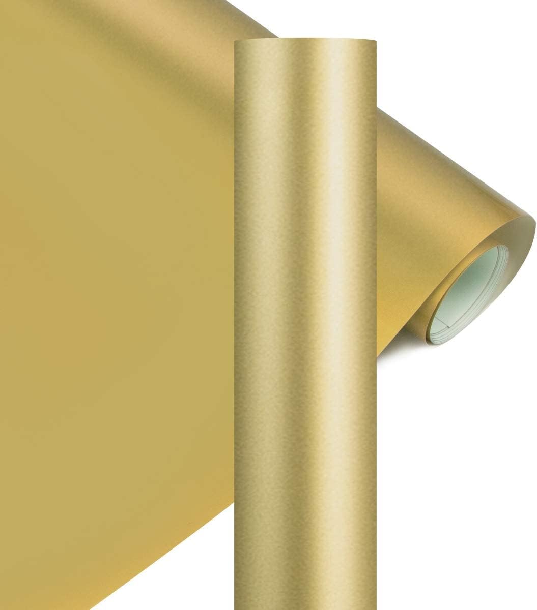 YRYM HT Heat Transfer Vinyl - 12" x 5ft(30.5x152CM) Gold Premium HTV Vinyl Roll for T-Shirts,Gold Iron on Vinyl for DIY Heat Vinyl Design - Easy to Cut & Weed