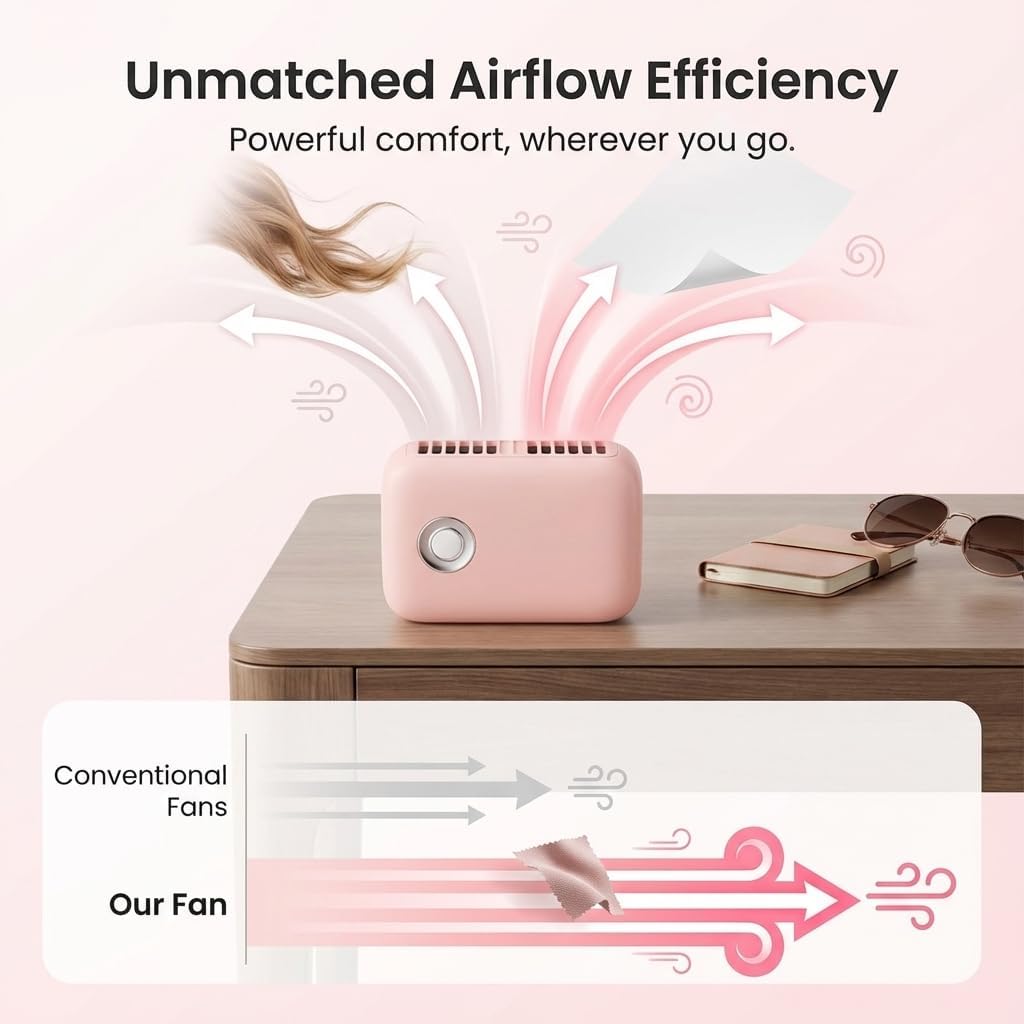 Rechargeable Mini Lash & Nail Fan – Quiet USB Handheld Cooling Device for Lash Extensions, Nail Art & Beauty Treatments – Portable Salon & Home Use (Soft Pink) | Atlas